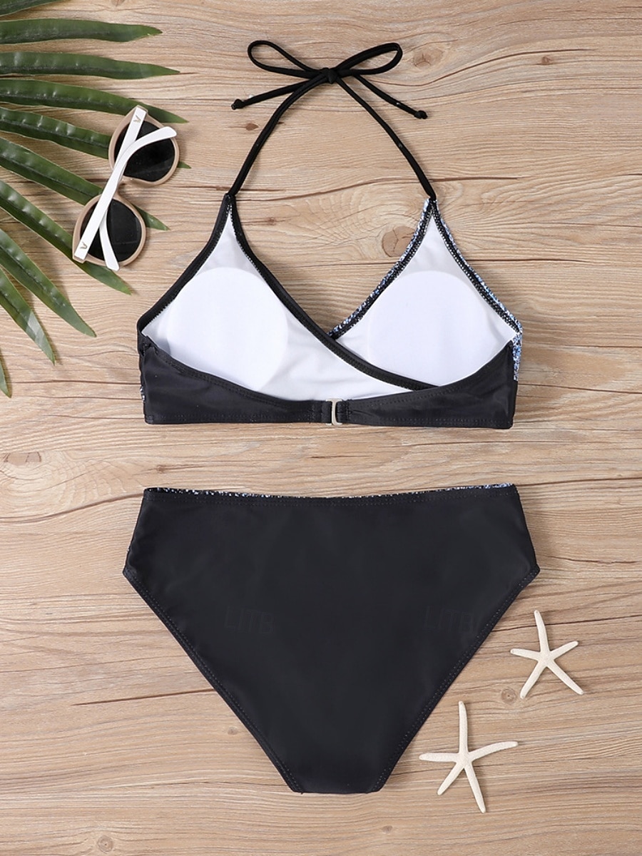 Kvinnors Tankini 2-delad baddräkt med fräck midjekontroll hög midja slank rygglös semester strandkläder halterneck ärmlös baddräkt 2026 - $19.99 –P10