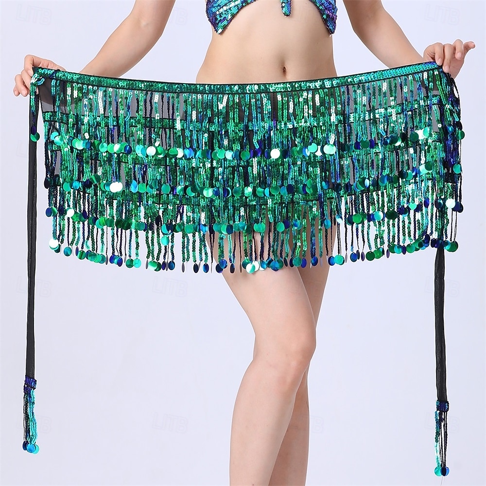 Gonna di Paillettes Samba Dancewear Gonna Sparkly con Frange Gonna Glitter da Danza del Ventre Scarf Hip per Carnevale Festival Festa Costume di Performance del 2026 a $31.99 –P7