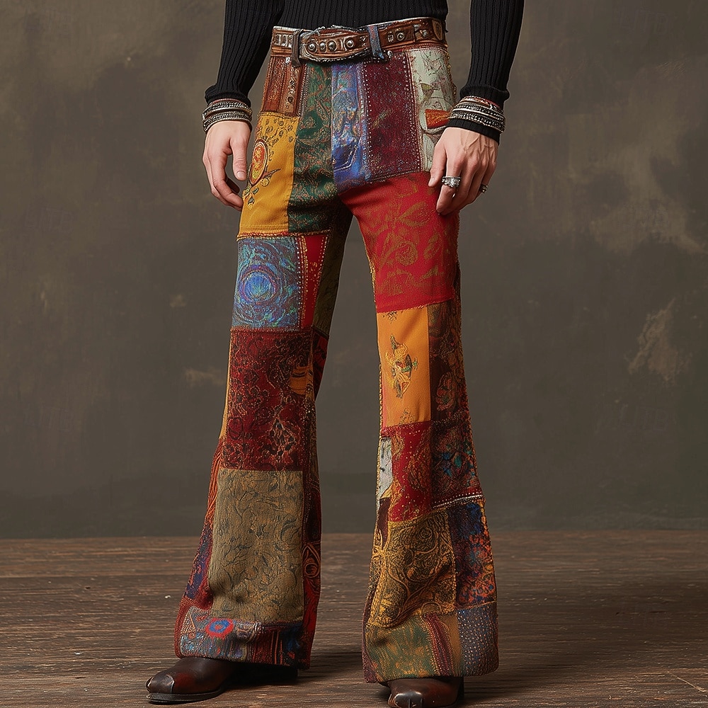 Ανδρικά Γεωμετρικό Συνδυασμός Χρωμάτων Κουρελού Παντελόνια Ντίσκο Παντελόνι Παντελόνια καμπάνα της δεκαετίας του '60 και του '70 Μεσαία Μέση Μποέμ Vintage ρετρό ΕΞΩΤΕΡΙΚΟΥ ΧΩΡΟΥ Πάρτι Causal 2026 - $29.99 –P1