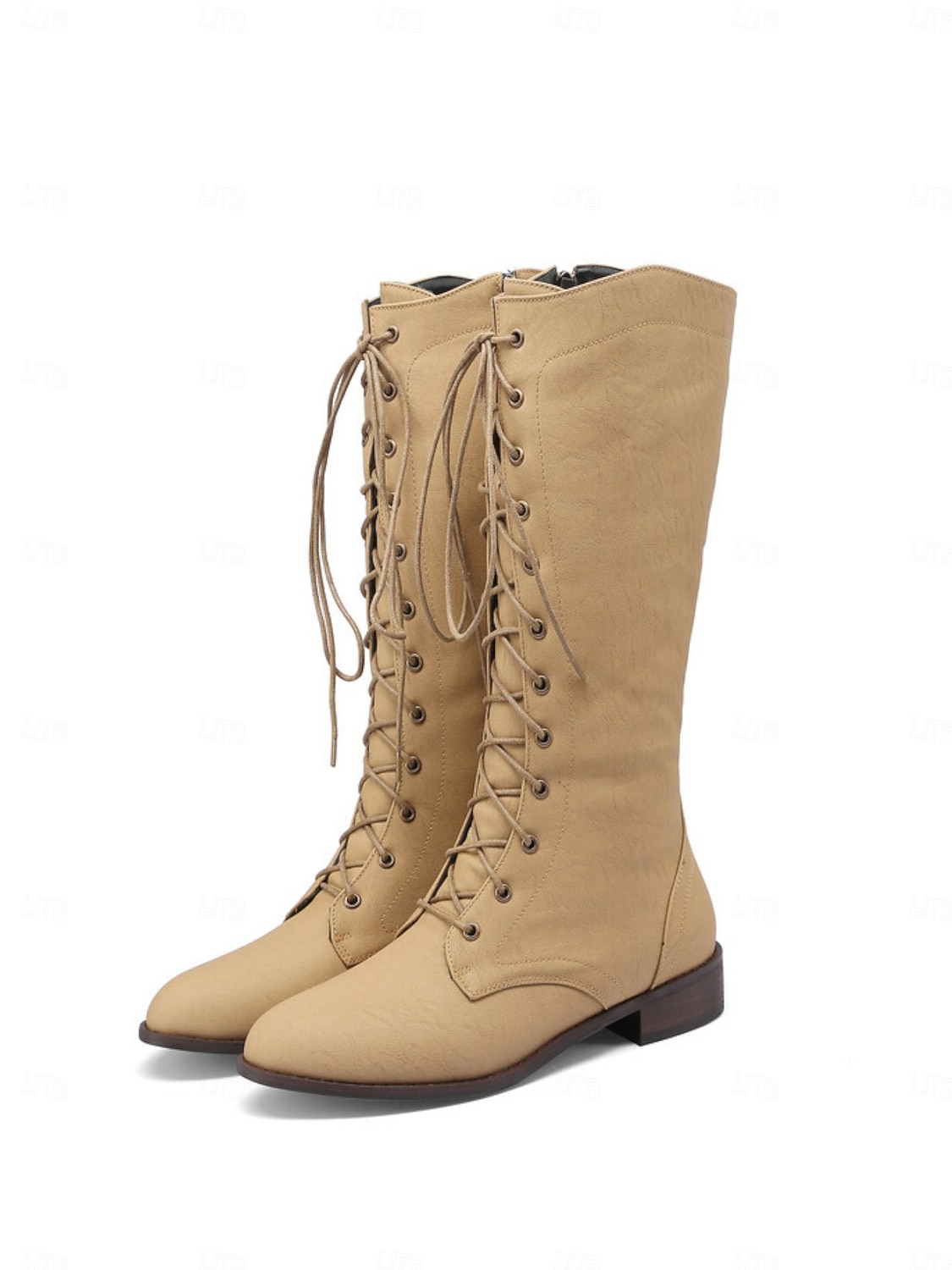 Γυναικείες μπότες τζιν με κορδόνια - casual ψηλοτάκουνες μπότες για ανοιξιάτικη και φθινοπωρινή μόδα, άνετες και κομψές 2026 - $69.99 –P1