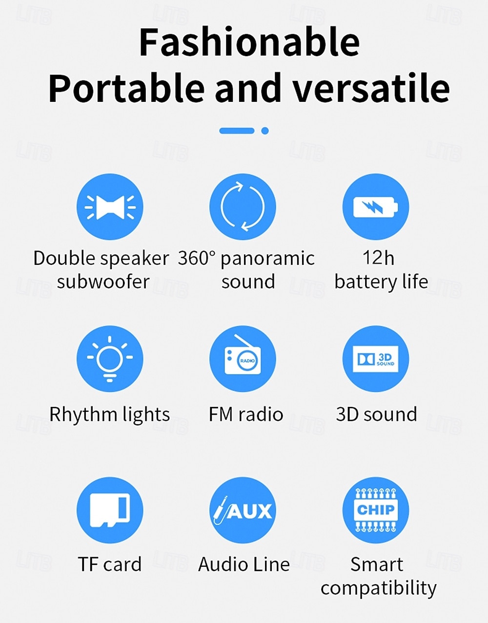 Portable Wireless Speaker High-power Subwoofer IPX6 Waterproof 7-color RGB Lighting and Dynamic Party Effects Long-lasting Battery Life Wireless Connection USB/SD/TF Card Input Valentine's Day Gift 2026 - $31.99 –P2