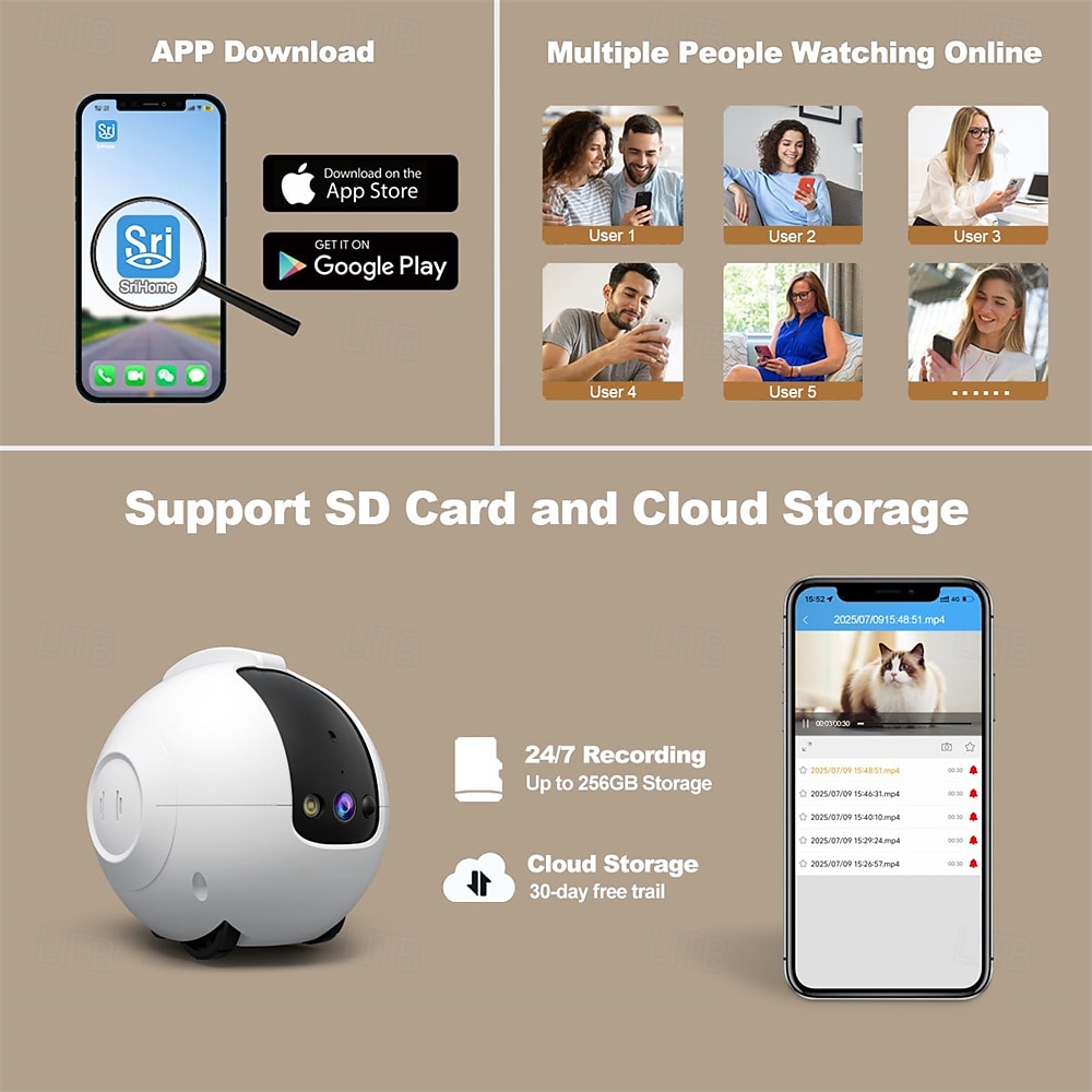 4MP Smart Robot CCTV Camera Battery Powered AI Motion Detection Remote Control Pet Playmate Two-Way Audio 2025 - $115.99 –P12