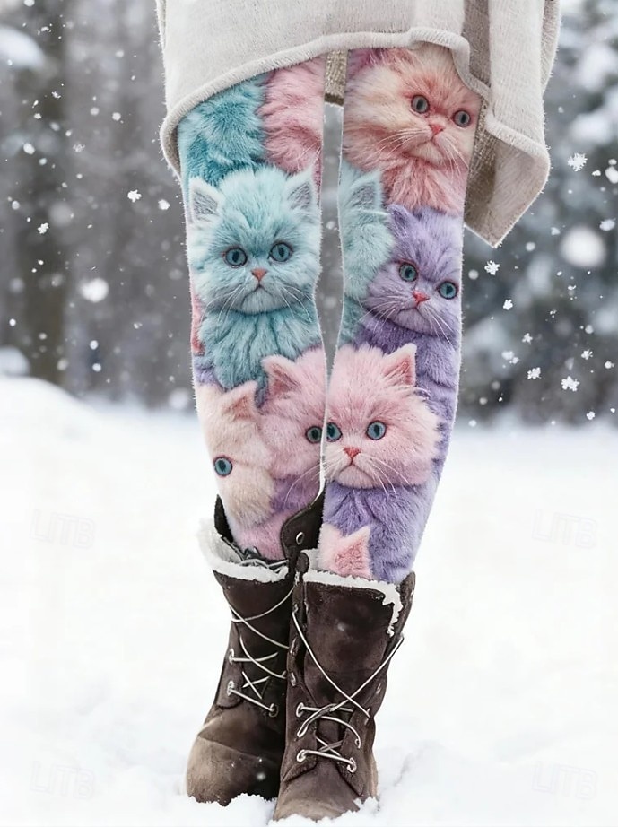 Mulheres Leggings Férias Vintage Moda Comprimento total Cintura Alta Gráfico Animal Gato Impressão 3D Secagem Rápida Respirabilidade Macio Com Stretch Formal Ao ar livre Férias Azul Outono Inverno de 2025 por $19.99 –P1