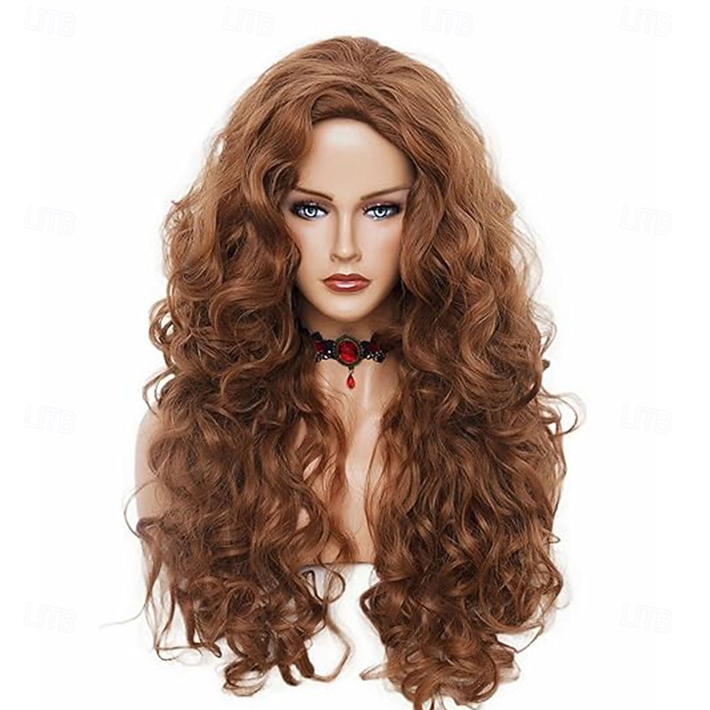 Peruca longa e ondulada de 71 cm (28 polegadas), cabelo sintético crespo e cacheado, cor vermelho-cobre natural, para mulheres. de 2026 por $21.99 –P10