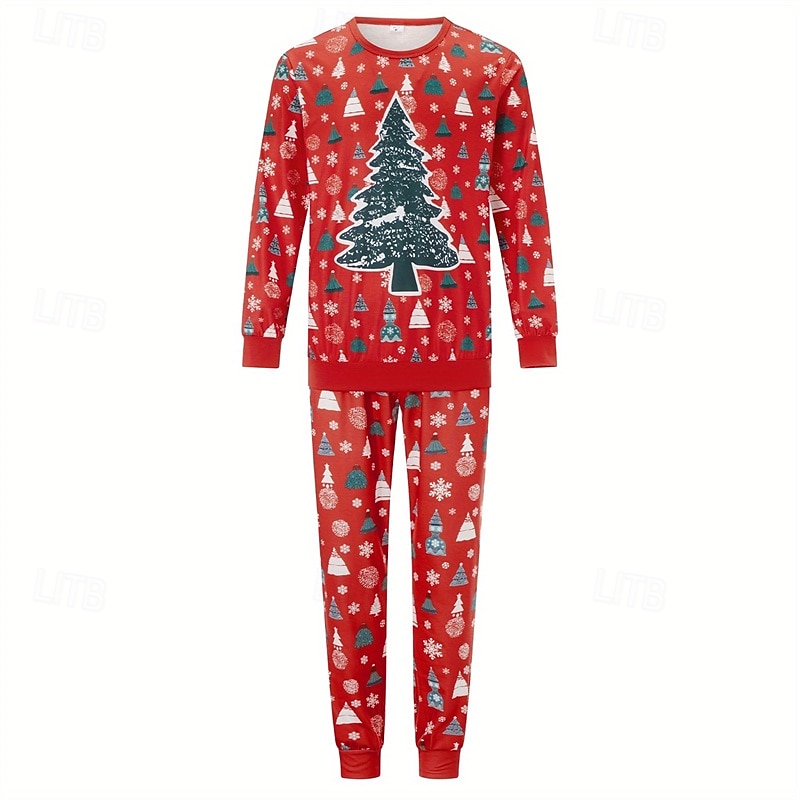 Olhar de família Natal Pijama de Natal para a Família Pijamas Conjuntos de família Gráfico Árvore de Natal Casa Imprimir Vermelho Manga Longa Diário Roupas Combinando de 2025 por $22.99 –P2