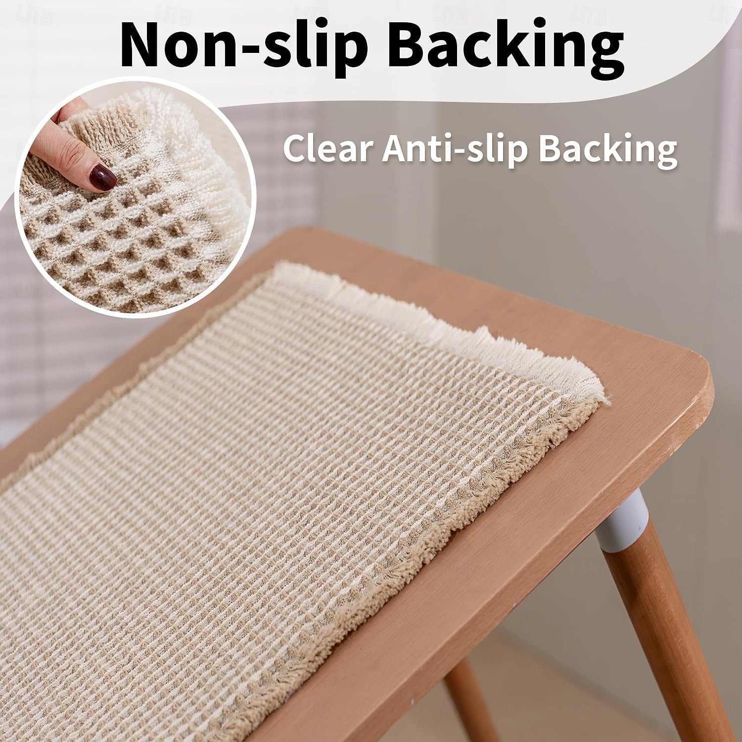 Vaflová koupelnová předložka, boho koupelnové koberečky, protiskluzové, pratelné, super savé a rychleschnoucí, malé koupelnové předložky, farmářská koupelnová dekorace, 18'' x 30'', khaki a bílá 2026 - $10.49 –P5