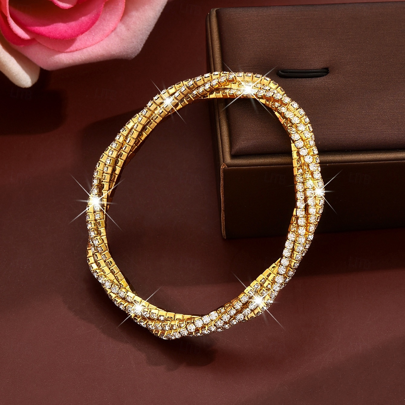 Women's Gold & Silver Rhinestone Bracelet Set - Sparkling Dual-Tone Crystal Bangles, Elegant Party Jewelry for Evenings, Proms & Special Events 2026 - BHD 5.96 –P2