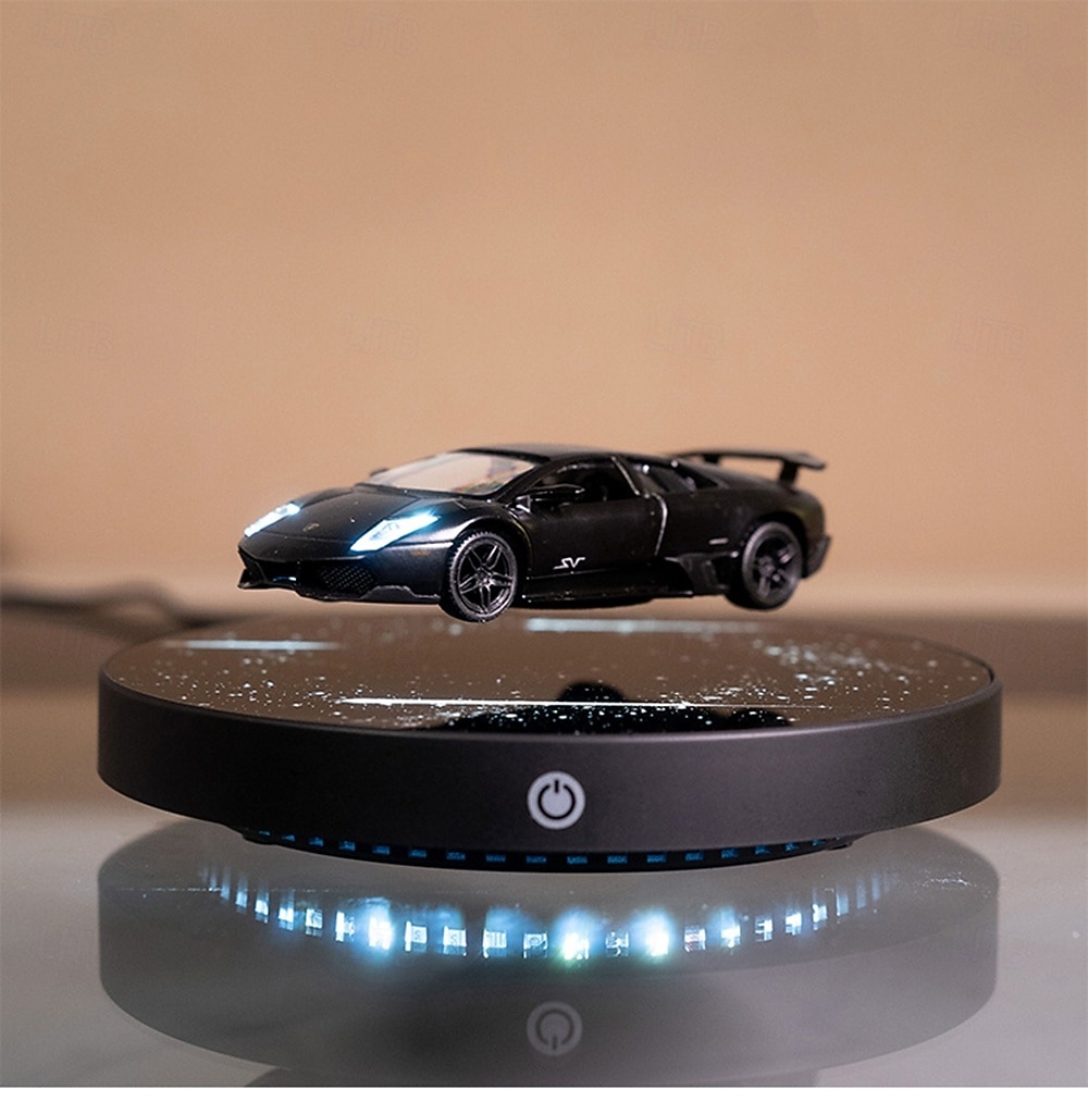Auto Nera a Levitazione Magnetica con Base Circolare Luminosa e Stellata con Effetto di Illuminazione LED Reale a Risparmio Energetico Controllato da Interruttore Rotazione Libera nell'Aria Regalo di del 2026 a $109.99 –P1