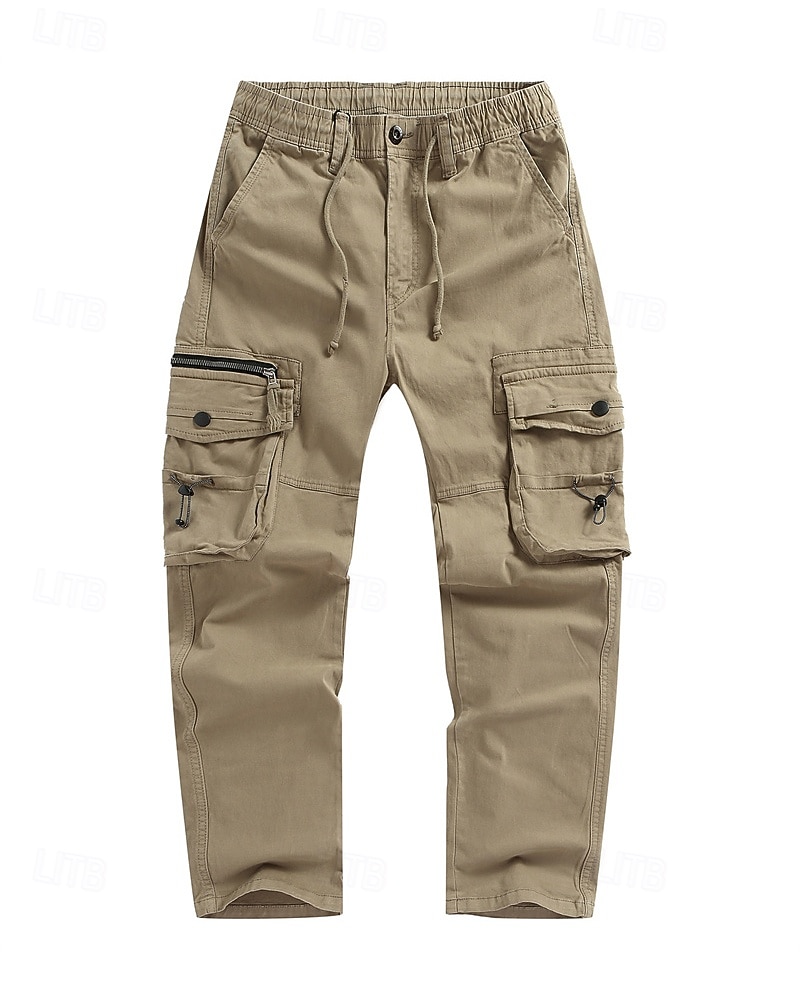 Homens Calças Cargo Calças Bolso multi Tecido A Prova de Vento Vestível Comprimento total Ao ar livre Diário Acampar e Caminhar Roupa de rua à moda Exército verde Preto de 2026 por $47.99 –P12