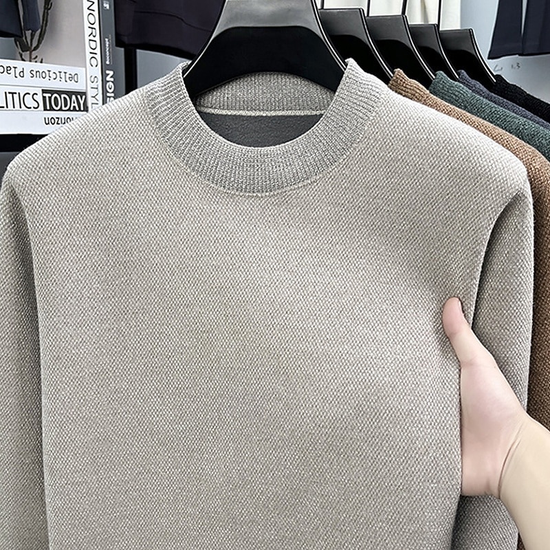 Herren Pullover Strickpullover Gerippt Stricken Normale Oberteile Gestrickt Fleece Einfach Rundhalsausschnitt Mode Basic Urlaub Alltagskleidung Bekleidung Herbst Winter Schwarz Grün M L XL 2026 - $37.99 –P3