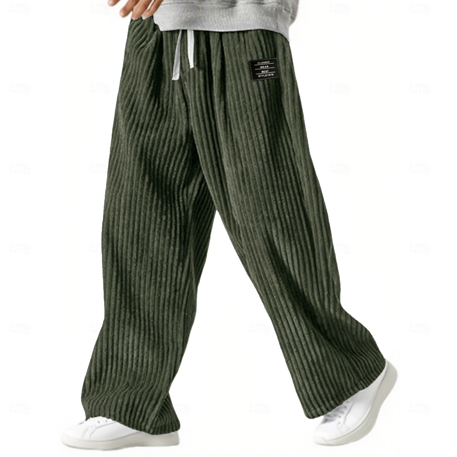 Hombre Pantalones de Deporte Pantalones Pantalones de Pana Pantalones anchos Pantalones deportivos de pierna recta Correa Cintura elástica Color sólido Comodidad Longitud total Exterior Casual Diario 2026 - $28.99 –P1