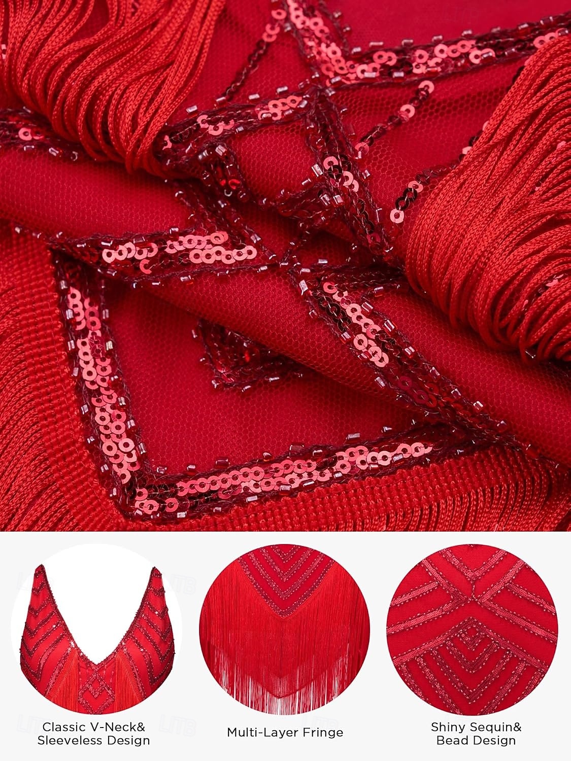 Set Roaring 20s 1920s Mini Dress Flapper Dress Outfits with Accessories Sleeveless The Great Gatsby Charleston Sequins Tassel Fringe Feather Deep V Fancy Dress Women's Carnival New Year Masquerade 2026 - $79.99 –P8