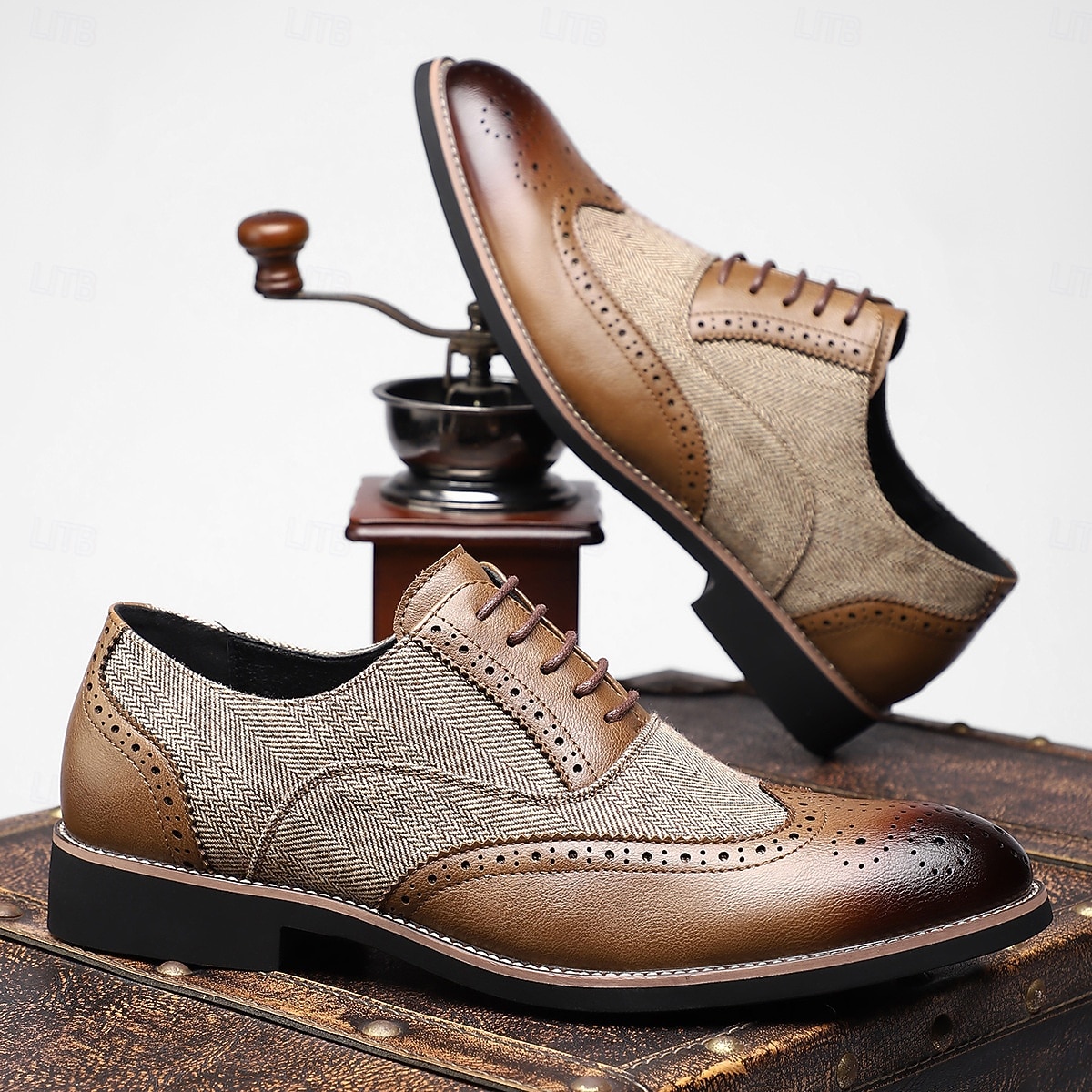 Κλασικά καφέ δερμάτινα παπούτσια για άνδρες με τρύπες – κομψά επίσημα υποδήματα για χριστουγεννιάτικα δείπνα και ειδικές περιστάσεις 2026 - $54.99 –P5