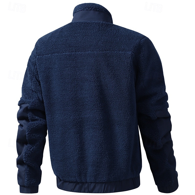 Муж. Зимняя куртка Пальто тедди Повседневная куртка Отпуск Повседневные Сохраняет тепло Карман Флис Осень Зима Полотняное плетение Мода Уличный стиль Воротник-стойка Обычная 2026 - $57.99 –P8