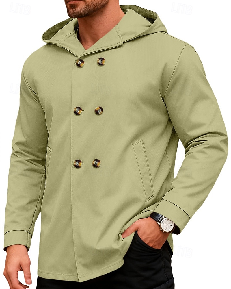 Per uomo Giacca Leggera Giacca Casual Giacca con Cappuccio All'aperto Quotidiano Doppiopetto Primavera Autunno Semplice Streetwear Quotidiano Con Cappuccio Regolare Blu Nero Verde chiaro Rosso Cachi del 2026 a $33.99 –P1