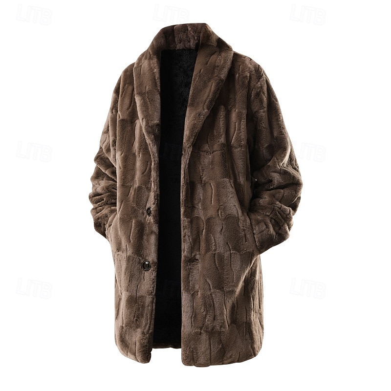 Hombre Chaqueta de Invierno Abrigo de piel sintética Vacaciones Diario Mantiene abrigado Vellón Otoño Invierno Plano Moda Ropa de calle Diseño Largo Negro Marrón Chaquetas 2026 - $75.99 –P1