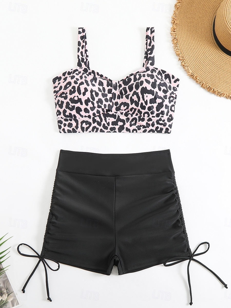 Γυναικείο Τανκίνι 2 Κομμάτια Μαγιό Ραφές Υποστήριξη Λεοπάρ Μικροσκοπικά Έλεγχος Κοιλιάς Ψηλόμεσο Λεπτό Χωρίς Πλάτη Θέρετρο Παραλίας V Λαιμός Αμάνικο Μαγιό 2026 - $24.99 –P7