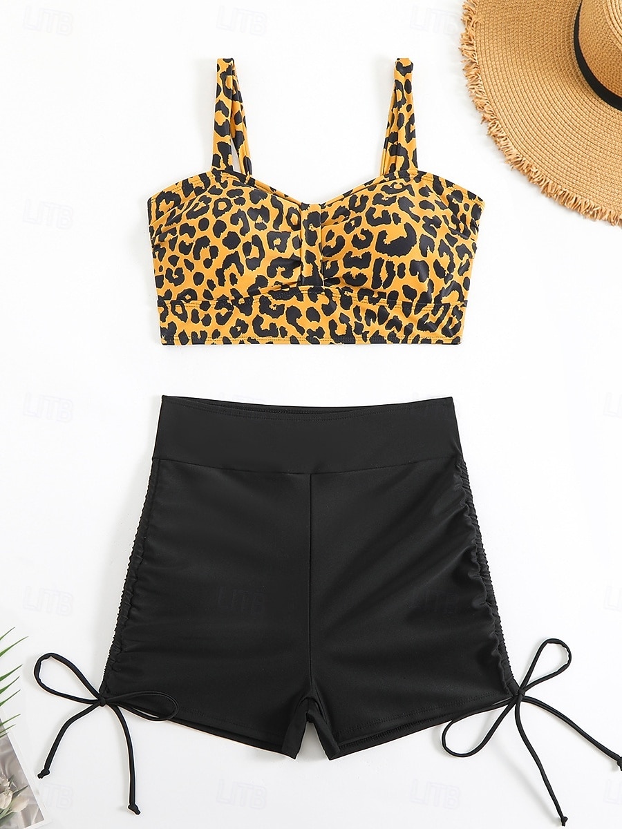 Γυναικείο Τανκίνι 2 Κομμάτια Μαγιό Ραφές Υποστήριξη Λεοπάρ Μικροσκοπικά Έλεγχος Κοιλιάς Ψηλόμεσο Λεπτό Χωρίς Πλάτη Θέρετρο Παραλίας V Λαιμός Αμάνικο Μαγιό 2026 - $24.99 –P12