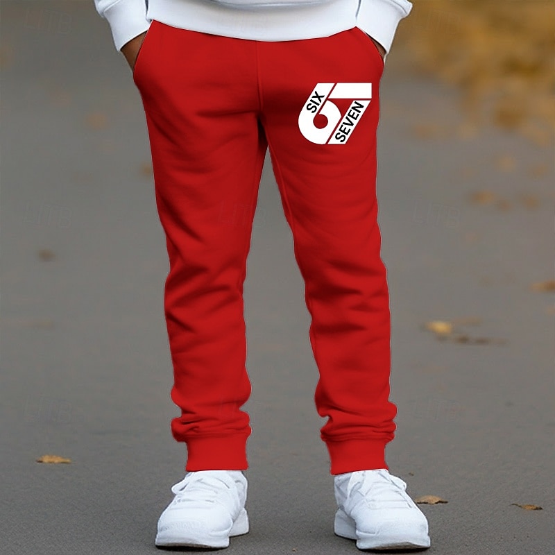 Unisexe Garçons 3D Graphique 67 Pantalons Pantalons de survêtement Printemps Automne Streetwear Basique Enfants 4-12 ans Extérieur Sport Occasionnel Coupe régulière de 2026 ? $17.49 –P2
