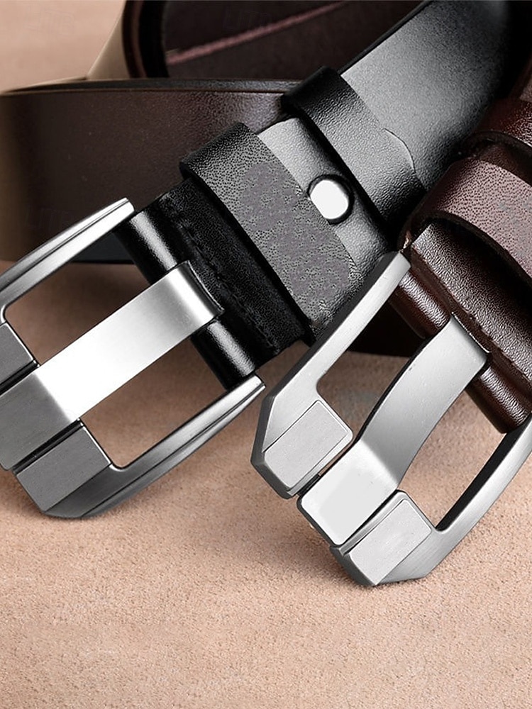 Cinturón de piel auténtica para hombre – diseño clásico con hebilla de acero inoxidable, perfecto para regalos de Navidad y para uso diario. 2026 - $18.99 –P7