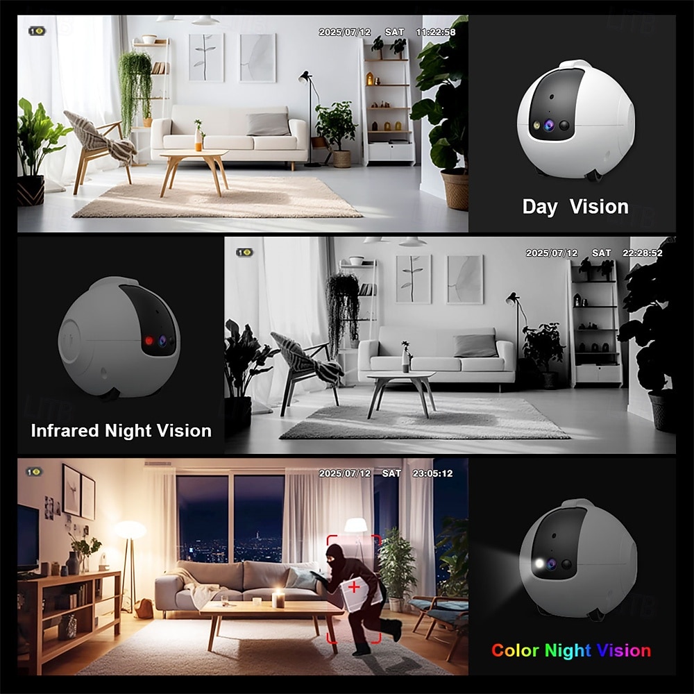 4MP Smart Robot CCTV Camera Battery Powered AI Motion Detection Remote Control Pet Playmate Two-Way Audio 2025 - $115.99 –P11