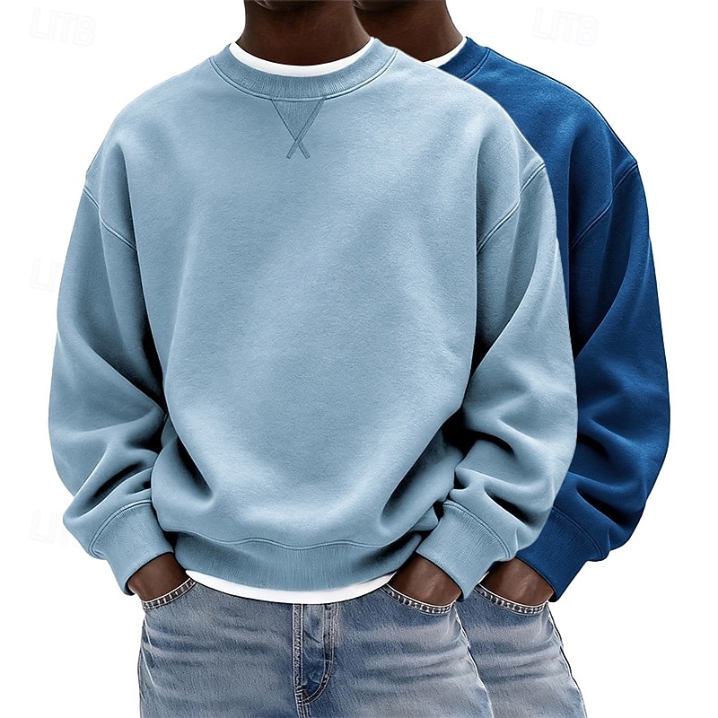Herren Sweatshirt Pullover Lila + Blau Marineblau + Dunkelgrau Dunkelgrün + Gelb Hellgrün + Marineblau Hellblau + Hellgrün Rundhalsausschnitt Einfach Oversize Sport & Outdoor Lässig Täglich 2026 - $41.99 –P6
