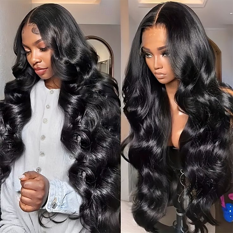 2025年 ナチュラルカラーの人毛13*6フロントレースウィッグボディウェーブレースウィッグ人毛150%密度14-28インチ  コレクション – $223.19 –P3