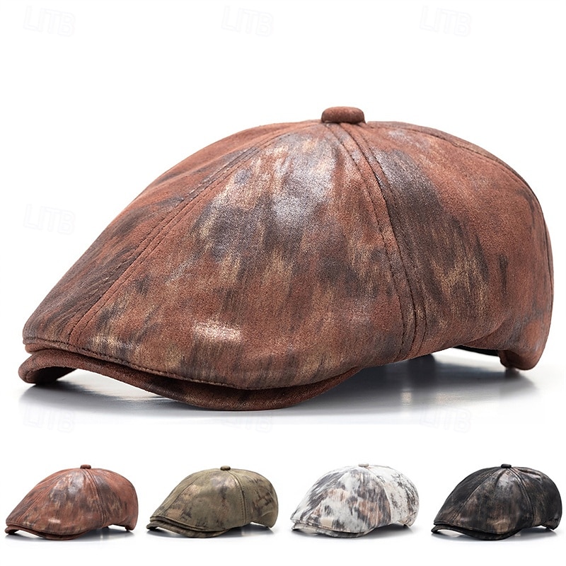 Homme Casquette Plate Chapeau Ascot Casquette Gavroche Noir Blanche Polyester Mode Occasionnel Rue Quotidien Teinture par nouage Réglable Écran solaire Respirant de 2026 ? $15.99 –P1