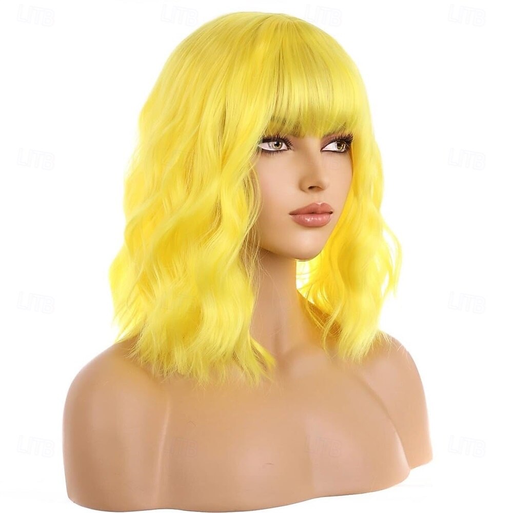 Carnival Wig 2026 Yellow Curly Short Synthetic Festival Wig Mardi Gras Parade Cosplay Costume Hair for Women 2026 - $21.99 –P1
