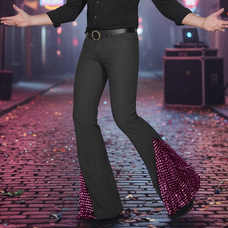 Муж. Штаны Костюм Беллое дно Расклешенные брюки Брюки для выпускного Пэчворк Блестящий металл Полотняное плетение Комфорт Полная длина Для вечеринок Бизнес Повседневные Мода Уличный стиль 2026 - $26.99 –P6