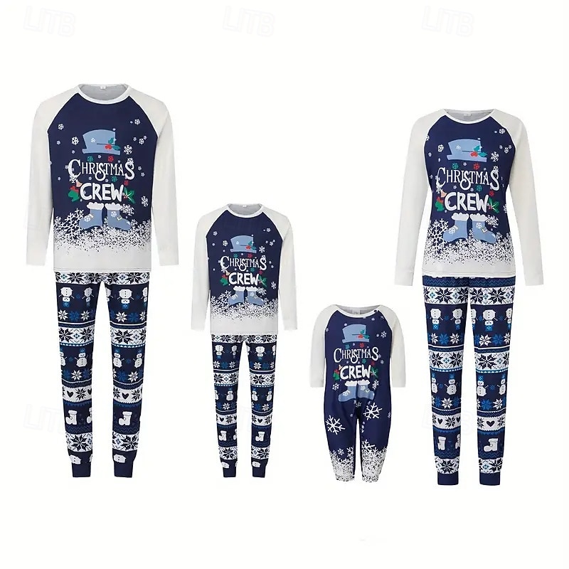 Οικογένεια Κοίτα Χριστούγεννα Χριστουγεννιάτικες οικογενειακές πιτζάμες Πυτζάμες Οικογενειακά σετ Γραφική Χιονονιφάδα Σπίτι Στάμπα Σκούρο μπλε Μακρυμάνικο Καθημερινά Αντιστοίχιση ρούχων 2025 - $22.99 –P6
