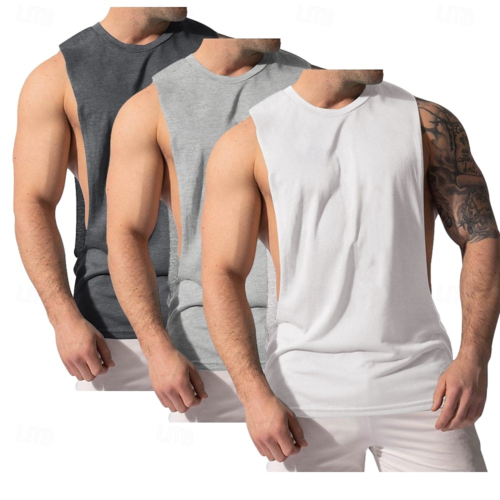 Homens Malha Íntima Colete Camiseta Interior camisa sem manga Sem Manga Decote V Decote Redondo Verão Tecido Moda Clássico Confortável 3 Peças Multi-pack Rua Casual Esportes A B C Top Tee para Homens de 2026 por $29.99 –P5