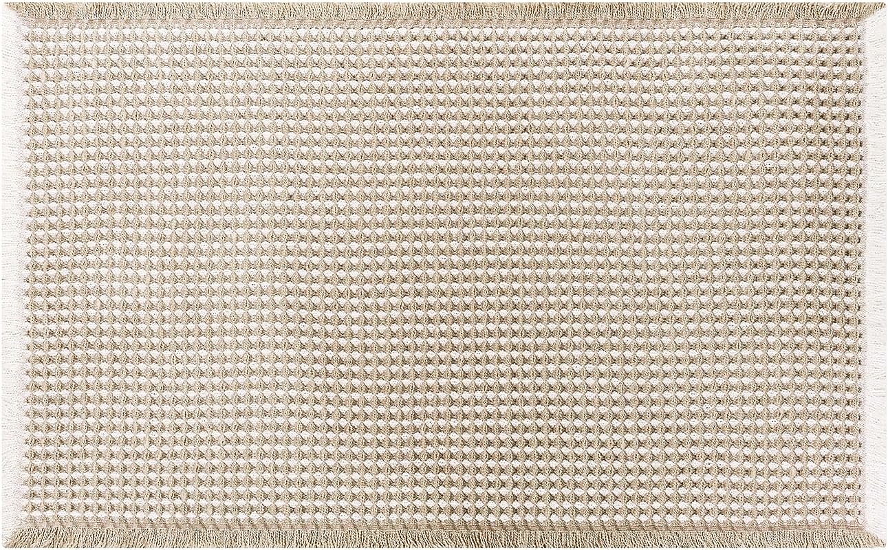 Vaflová koupelnová předložka, boho koupelnové koberečky, protiskluzové, pratelné, super savé a rychleschnoucí, malé koupelnové předložky, farmářská koupelnová dekorace, 18'' x 30'', khaki a bílá 2026 - $10.49 –P9