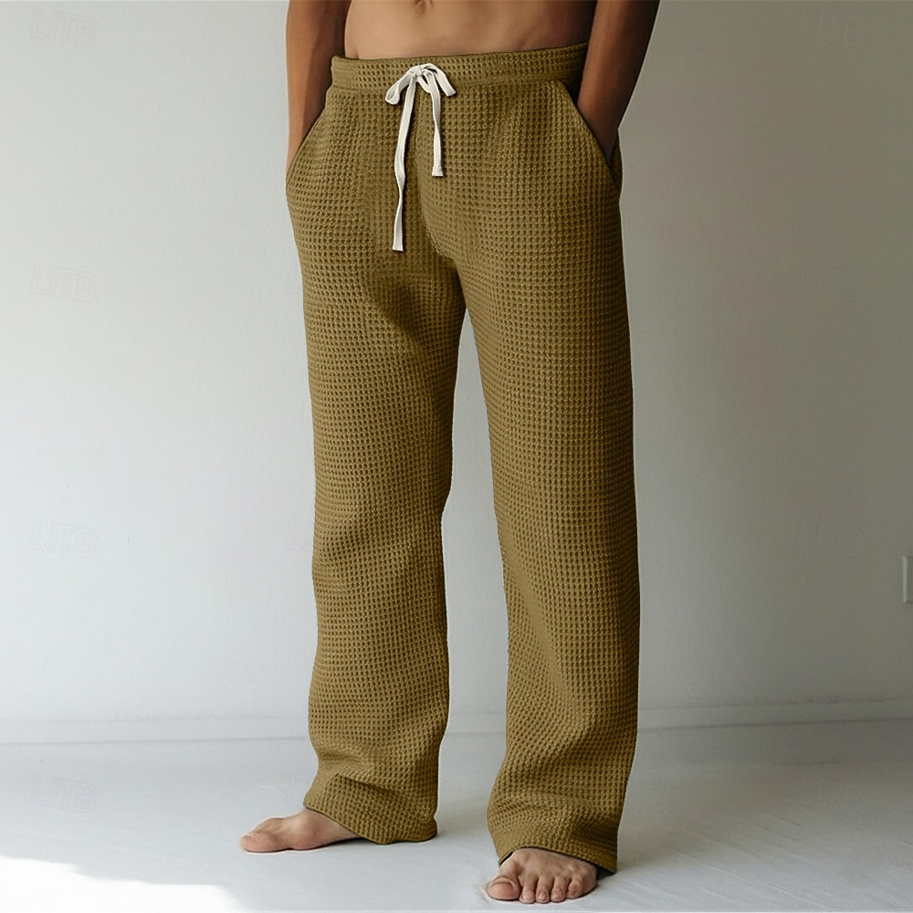 Herren Jogginghose Hose Baggy-Hosen Gerade geschnittene Sweatpants Waffelhose Kordelzug Elastischer Bund Einfach Atmungsaktiv Volle Länge Urlaub Lässig Täglich Klassicher Stil Basic Schwarz Weiß 2026 - $24.99 –P12