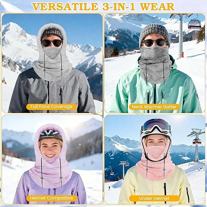 3-in-1 Beanie Hat Neck Warmer Face Cover Ski Mask Winter Thermal Windproof Fleece Lined Hood Hat for Skiing Cycling Hiking Outdoor Riding Cold Weather Protection for Men and Women 2026 - $24.99 –P5