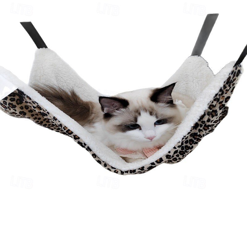 κομψή αιώρα γάτας με λεοπάρ μοτίβο - μαλακό βελούδινο κρεμαστό κρεβάτι για γάτες &μικρά κατοικίδια - άνετα &τάσεις 2025 - $13.99 –P5