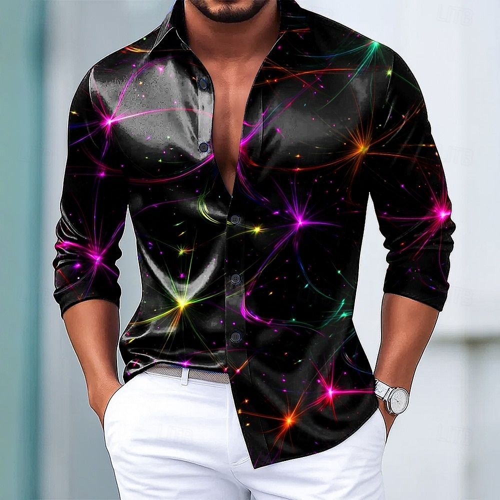 Natale Per uomo Glitter scintillanti Buon anno Luci natalizie Camicia Camicia in raso Camicia elegante Manica Lunga Moda Casual Feste Ferie Estate Primavera Autunno Collo ripiegato Stampa 3D Camicie del 2026 a $29.99 –P3