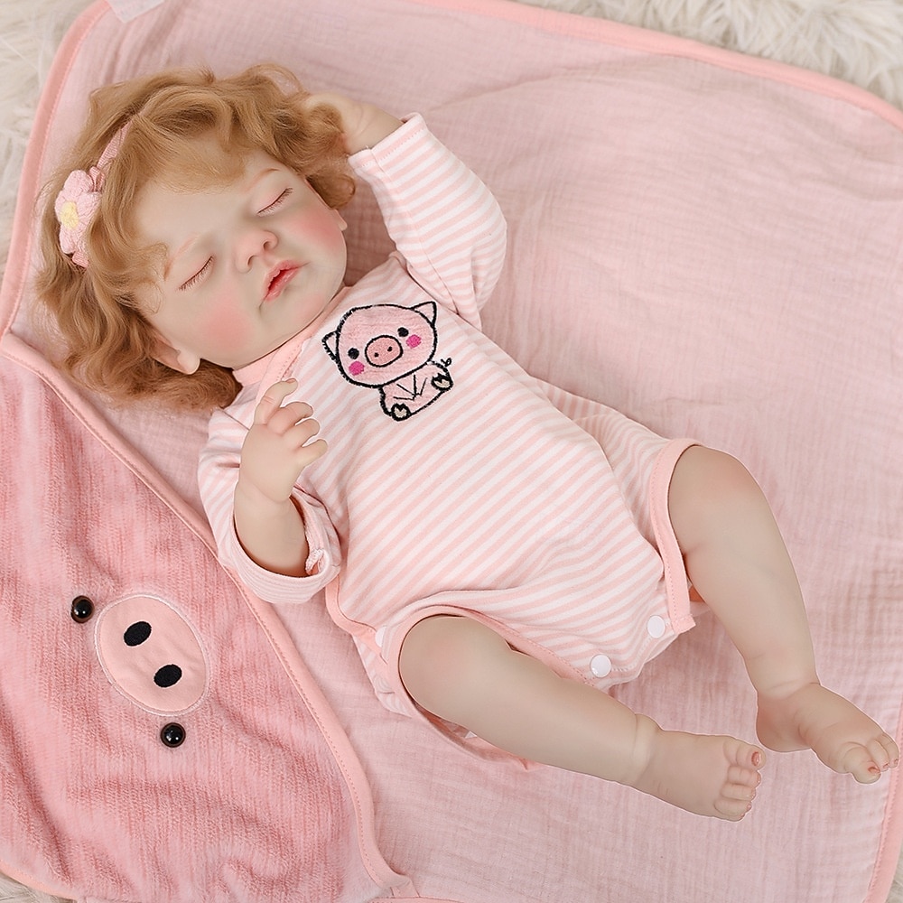Lebensechte Reborn-Babypuppen - 22 Zoll Schlafende realistische Neugeborene Babypuppen mit weichem Stoffkörper und Fütterungs-Spielzeug für Kinder ab 3 Jahren Weihnachtsgeschenk 2025 - $157.99 –P7