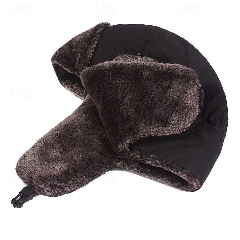 Men's Trapper Hat Winter Hats Winter Beanie Black Blue Polyester Fleece Lined Cozy Daily Wear Going out Solid / Plain Color Warm 2026 - $10.99 –P7