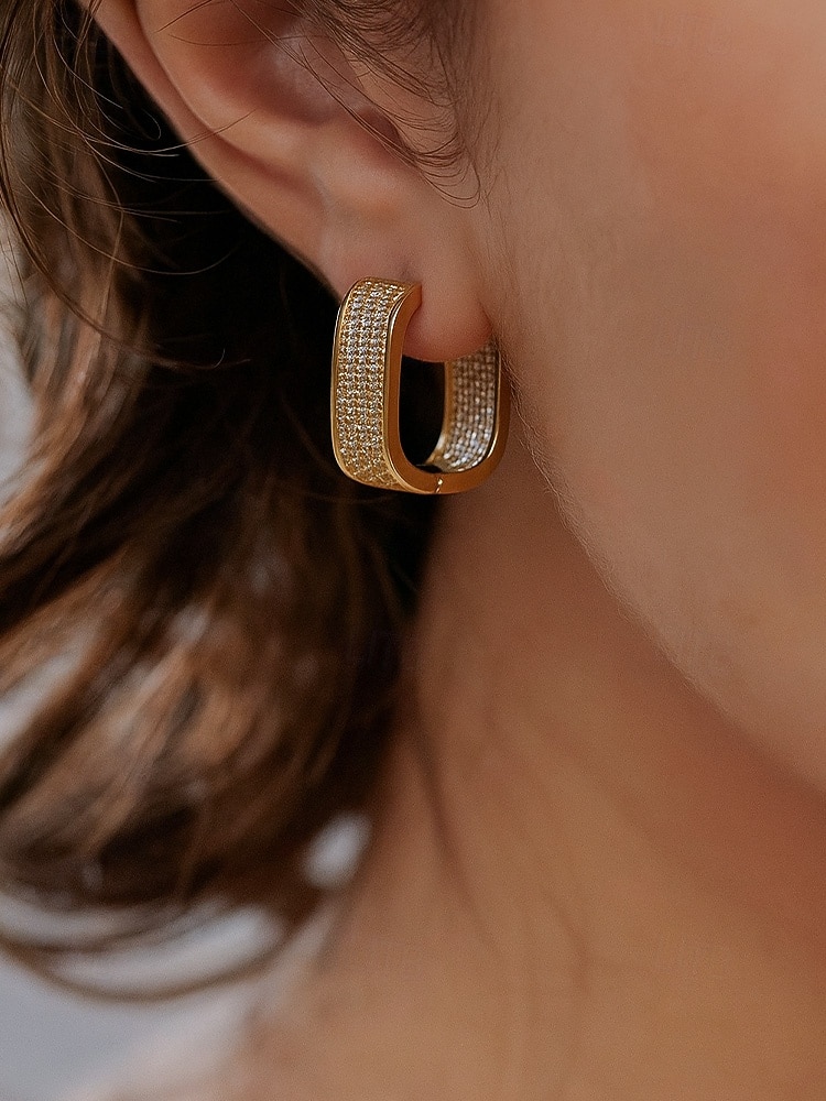 Damen-Ohrringe aus einer Legierung mit Zirkonia-Besatz – in verschiedenen Farben erhältlich, elegantes Design für legere und formelle Anlässe. 2026 - $7.99 –P2