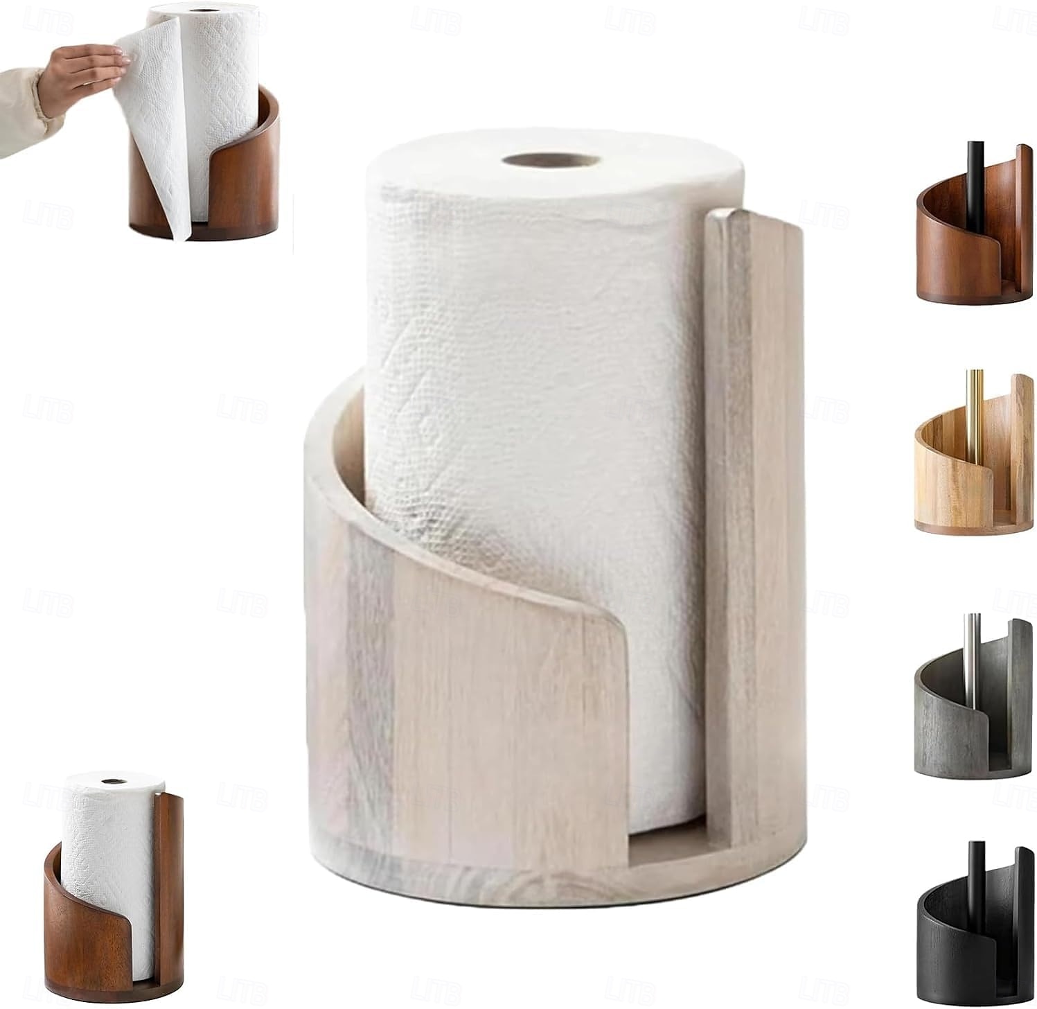 Mountain Paper Towel Holder Countertop with Mango Wood Round Base and Holder, Wood Paper Towel Holders Countertop, Spiral Design Decorative Storage Box for Bathroom Storage 2026 - $32.99 –P3