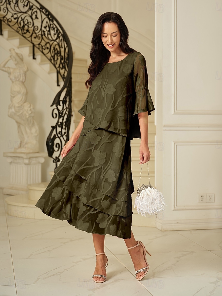 Dámské Elegantní Na běžné nošení Midi Středně vysoký pas Sukně Květinový Krajka Volány Nepravidelný lem Lehce elastické Rande Běžné / Denní Olivová Jaro. Podzim. Zima. Léto Polyester 2026 - $65.99 –P3