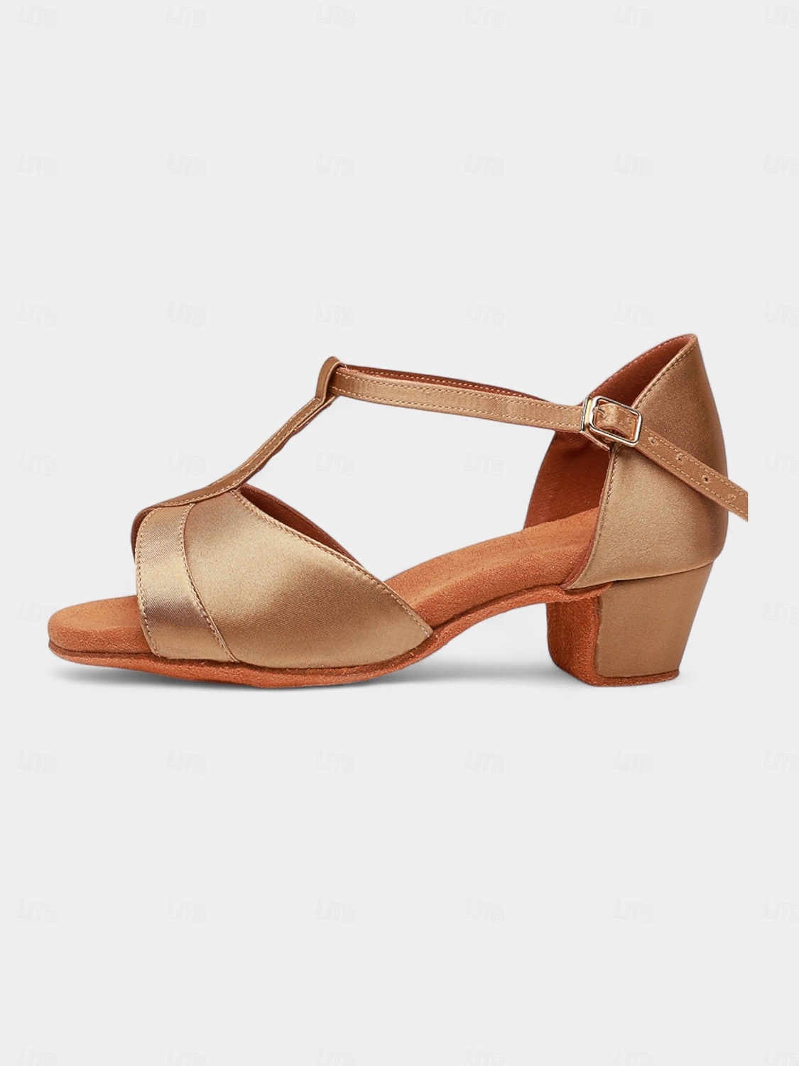 Girls' Satin Latin Dance Shoes - Brown T-Strap Low Heel Ballroom Sandals for Kids and Teens Practice and Competitions 2026 - $34.99 –P1