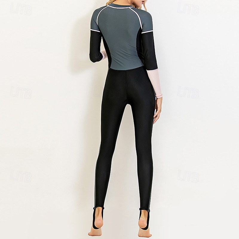 Damen Ganzkörper-Rashguard Tauchanzug Badeanzug Bademode Farbblockierung mit integriertem BH UV Schutz Langarm Tauchanzüge Surfen Kanufahren Schnorcheln Winter 2026 - $49.99 –P7