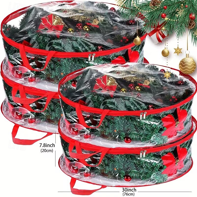 1/2 sacchetto trasparente per riporre ghirlande natalizie da 24/30 pollici, contenitore per riporre ghirlande natalizie con maniglia, resistente copertura in PVC per ghirlande natalizie stagionali, del 2026 a $19.99 –P3