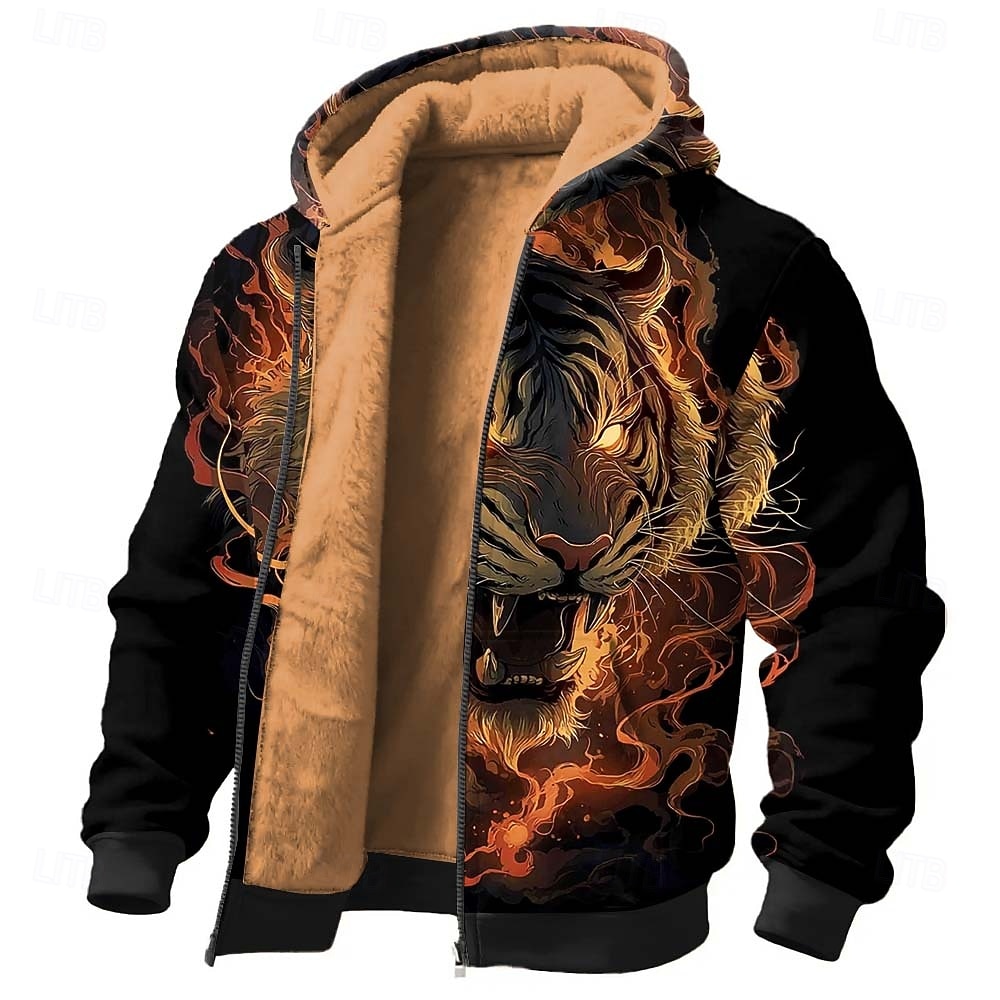 Men's Tiger 3D Fleece Hoodie Jacket Sweatshirt Classic Fantasy Crew Neck Outdoor Camping Black Dark Blue Zip Up Fall Winter Designer S M L XL 2XL 3XL 2026 - $41.99 –P2