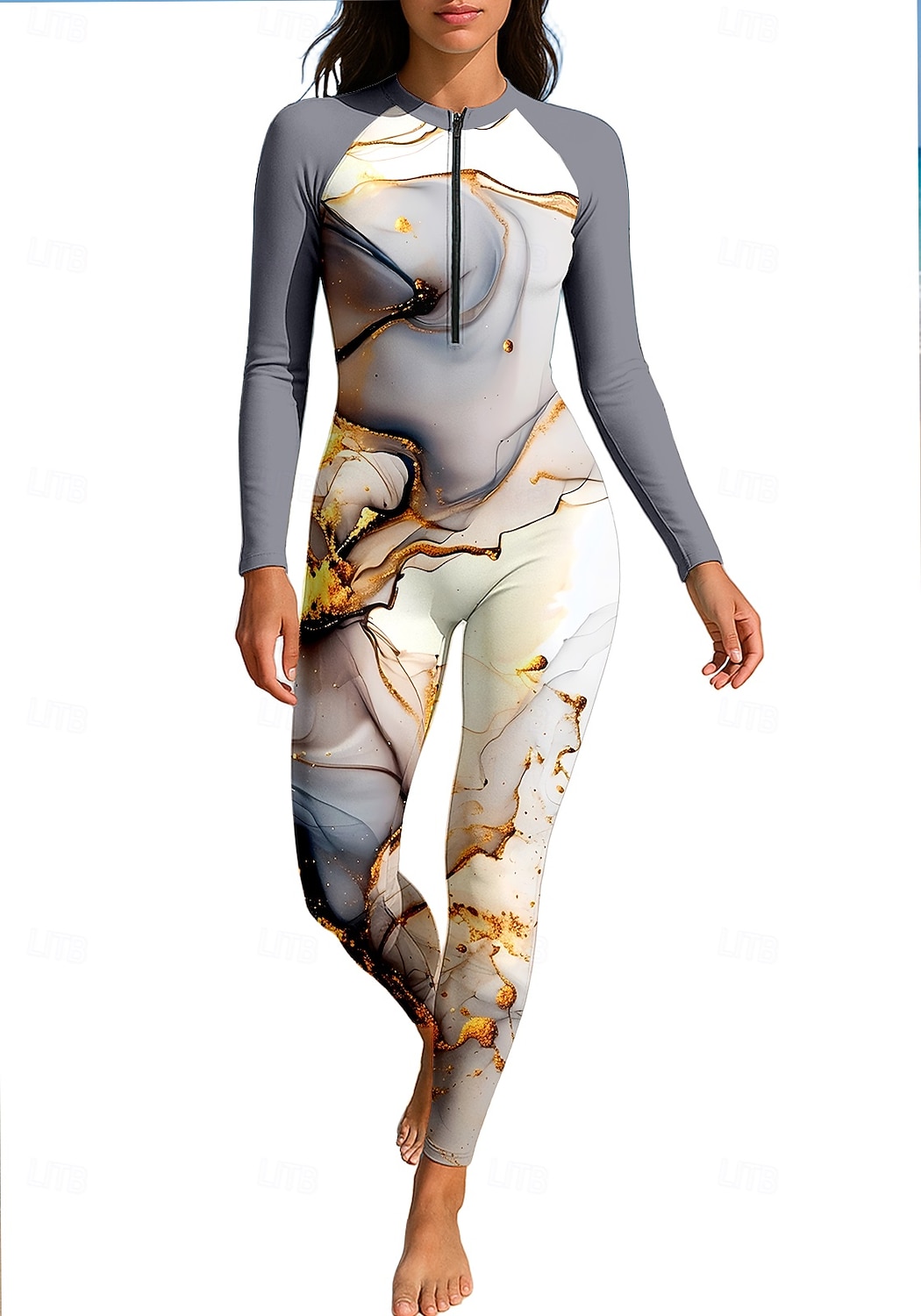 Damen Anti UV Shirt Ganzkörper-Bademode Diveskin-Anzug Farbverlauf Frontreißverschluss UPF50+ Schnelltrocknend Hohe Elastizität Langarm Bademode Surfen Tauchen Schnorcheln Sommer 2026 - $49.99 –P3