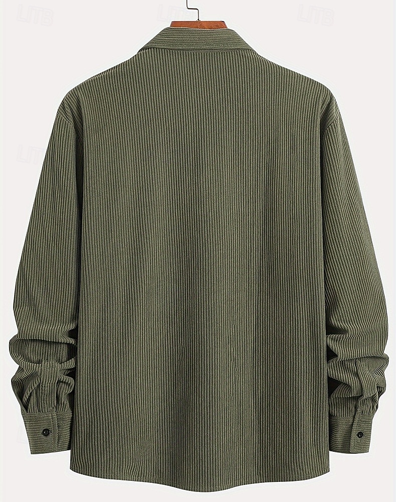 Per uomo Camicia Camicia di Velluto a Coste Camicia con Bottoni Blu Verde militare Beige Manica Lunga Semplice Collo ripiegato Casuale Quotidiano Tasca Abbigliamento Cotone Moda Streetwear Classico del 2026 a $25.99 –P7