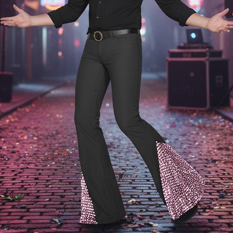 Муж. Штаны Костюм Беллое дно Расклешенные брюки Брюки для выпускного Пэчворк Блестящий металл Полотняное плетение Комфорт Полная длина Для вечеринок Бизнес Повседневные Мода Уличный стиль 2026 - $26.99 –P9