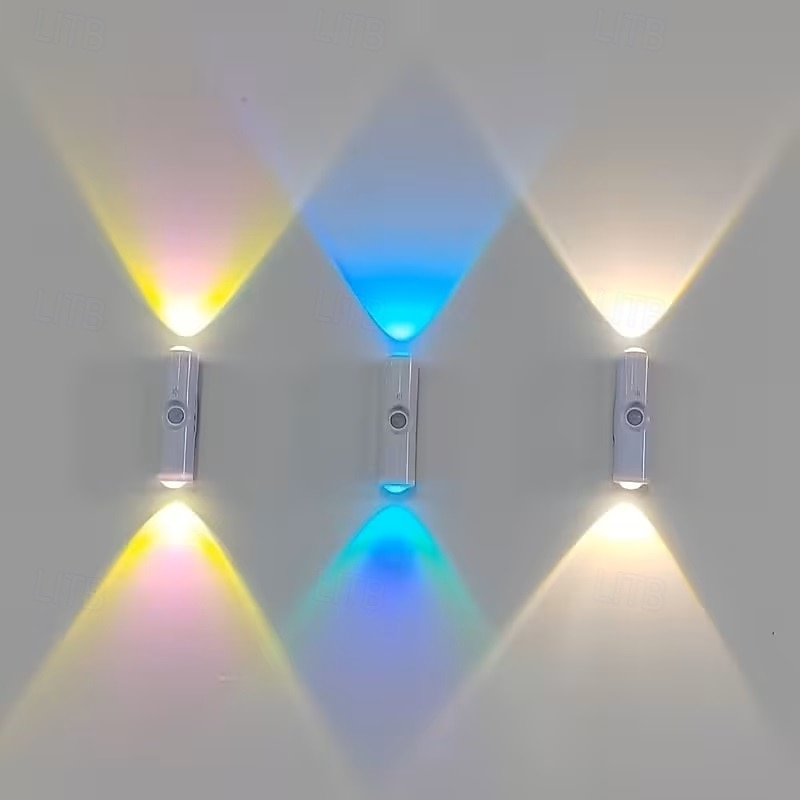 1/4 sztuki podwójnej lampki nocnej z czujnikiem kociego oka, ładowanej przez USB, RGB, 3/7 trybów kolorów, płynne przyciemnianie, do sypialni, schodów, garderoby, salonów, reflektorów 2026 - $14.49 –P4
